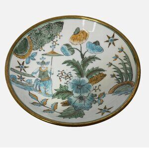 Japan Porcelain Ware, Brass Lined Ceramic Dish